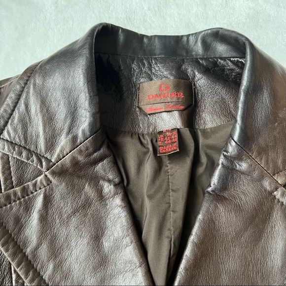DANIER Italian Leather Brown Blazer - Picture 12 of 14